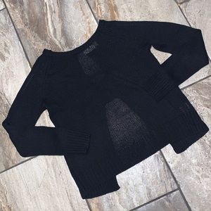 Black Open Back Cold Shoulder Knit Sweater